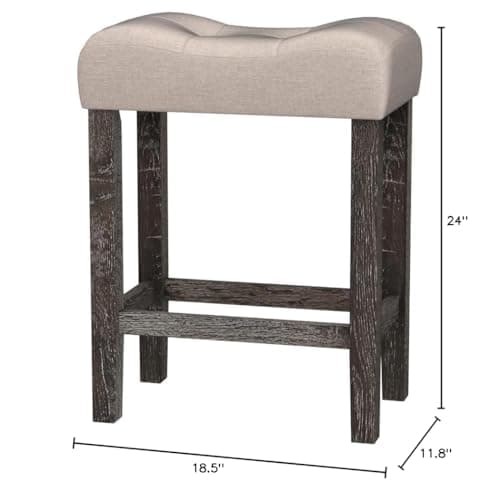 Roundhill Furniture Sora Tufted Counter Height Stools, Set of 2, Taupe
