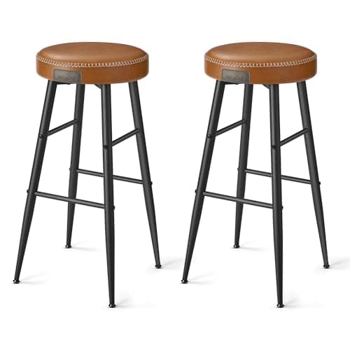 VASAGLE EKHO Collection Counter Height Bar Stools, Caramel Brown, 24.8-Inch Tall