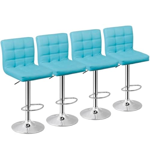Modern PU Leather Swivel Bar Stools for Kitchen (4 Pack, Black)