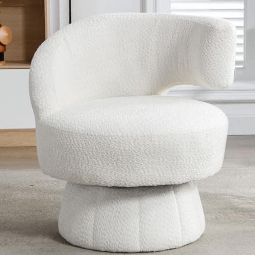 i-POOK Accent Chair: Swivel Barrel Armchair with Wide Upholstery & Fluffy Fabric, 300 Lbs Capacity, Yellow