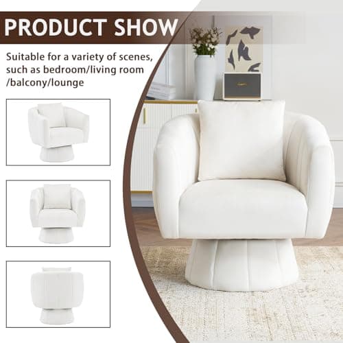 360° Swivel Velvet Barrel Chair, Fluffy Cushioned, Comfortable Home Accent