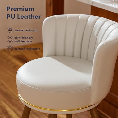 4-Piece Swivel Bar Stool Set, White with Footrest, Kitchen Chairs