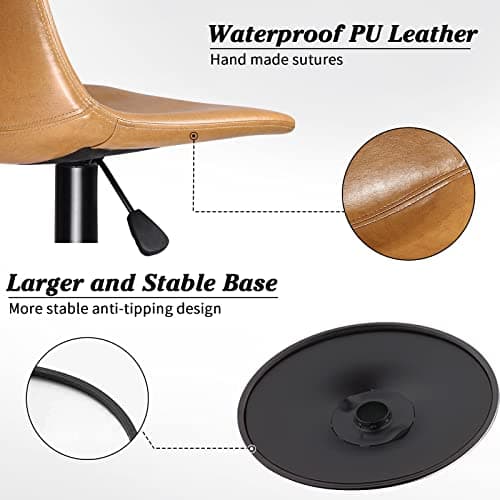 Waleaf Counter Height Bar Stools Set of 2, 350 LBS Capacity PU Leather with Footrest