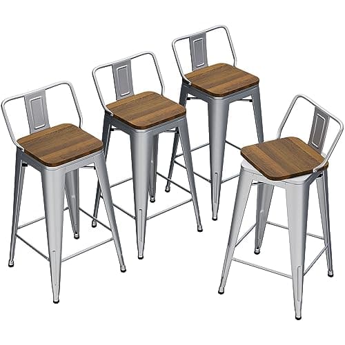 Andeworld 24 Inch Black Swivel Bar Stool Set of 4 Industrial Metal