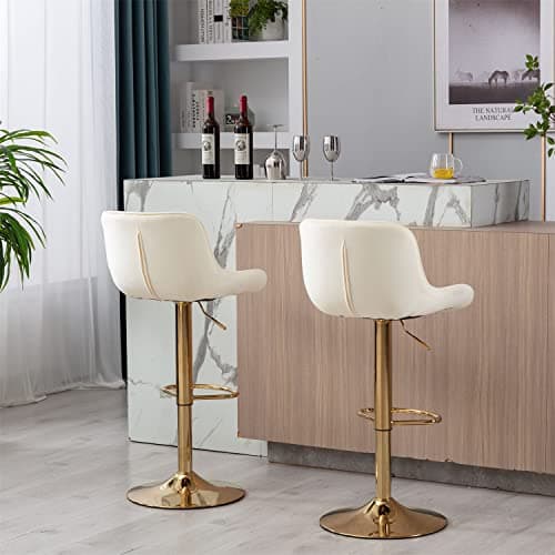 Swivel Adjustable Barstools Set of 2 with Back and Footrest