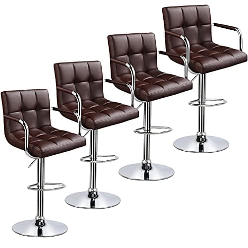 Yaheetech Black Counter Height Adjustable Bar Stool Set of 4