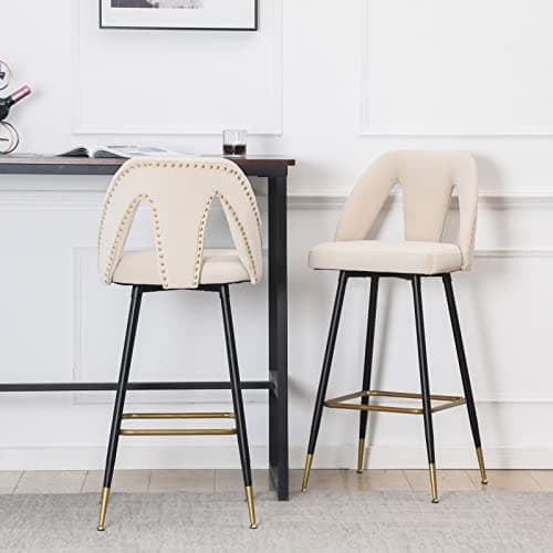 Velvet Upholstered Counter Height Bar Stools Set of 2