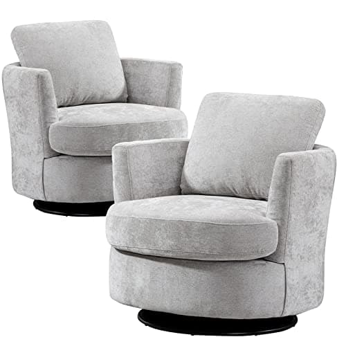 Set of 2 Modern Swivel Barrel Chairs for Nursery, Living Room, Bedroom - Light Blue