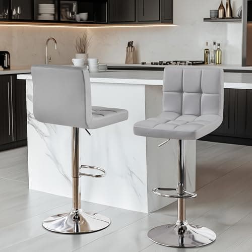 Yaheetech Lightweight PU Bar Stool Set, Modern Counter Height with Back and Footrest