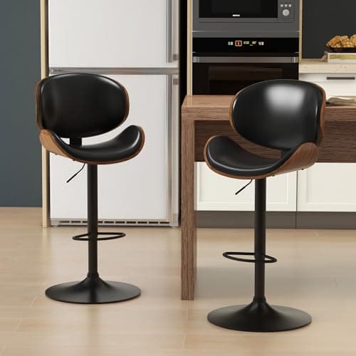 Set of 4 Swivel Adjustable Height Barstools with Footrest for Kitchen, Bar, Dining Room