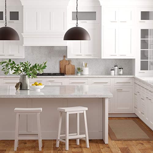 Amazon Basics White Solid Wood Kitchen Barstool, 24" Height, Set of 2