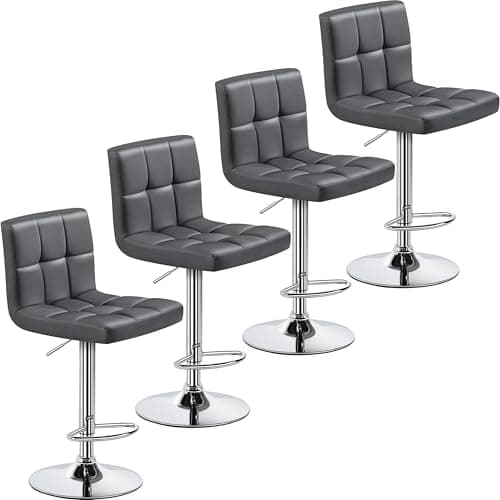 Yaheetech Lightweight PU Bar Stool Set, Modern Counter Height with Back and Footrest