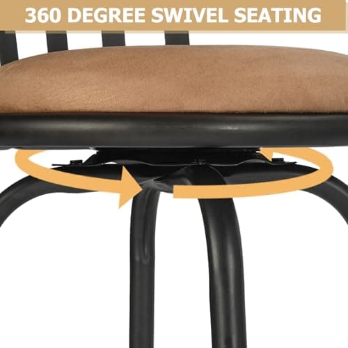 Swivel Kitchen Counter-Height Barstools Set of 4, Brown