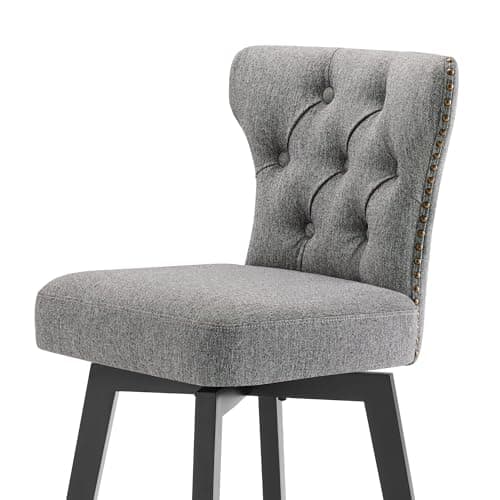 Beige Nailhead Trim Barstools 26" Swivel Kitchen Island Stools, Set of 4