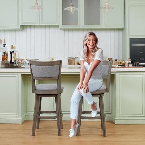 PrimeZone 26 Inch High Back Bar Stools Set of 4, Grey