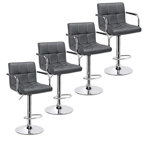 Yaheetech Black Counter Height Adjustable Bar Stool Set of 4