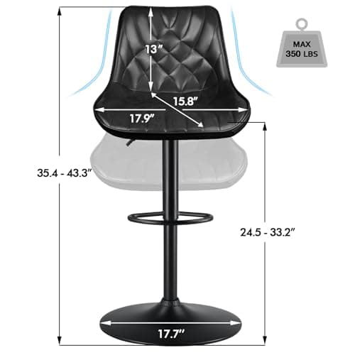 Waleaf 4-Piece Counter Height Swivel Bar Stool Set with Back and Footrest