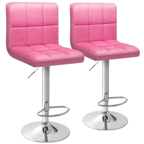 Homall Black PU Leather Adjustable Bar Stools for Kitchen Counter (Set of 2)