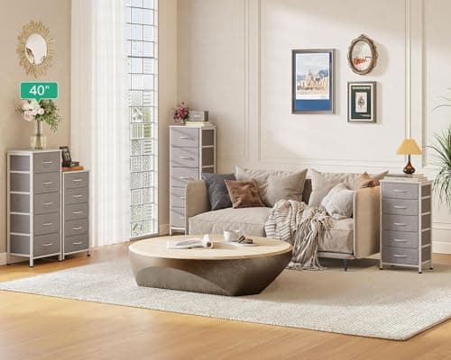 Sturdy Steel Frame Light Grey 5-Drawer Dresser Chest of Drawers