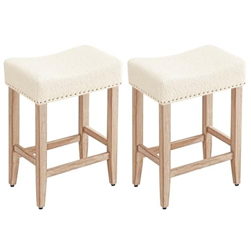 Furniliving Black Saddle Stool Set of 4, 25.7" Counter Height