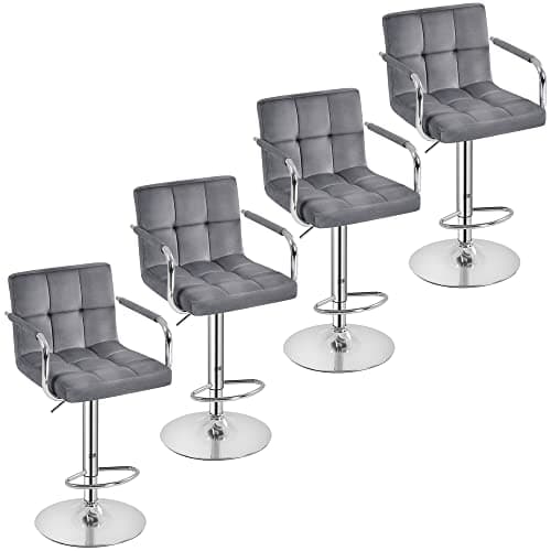 Yaheetech Black Counter Height Adjustable Bar Stool Set of 4