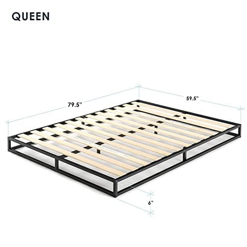 Mellow Modernista Queen Black Low Profile Metal Platform Bed Mattress Foundation