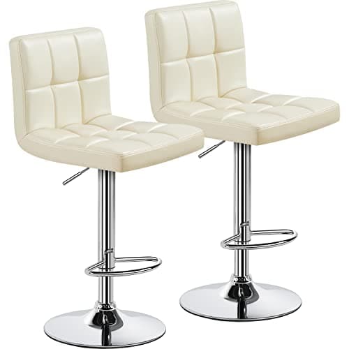 Set of 2 Modern Adjustable Bar Stools with Backrest and Footrest
