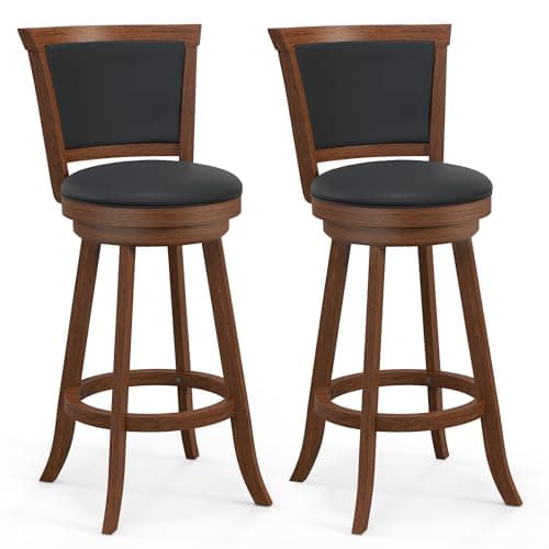 MU 24" Counter Height Swivel Bar Stools with Back for Kitchen Island, Pub, Restaurant