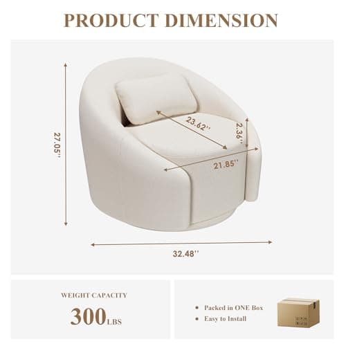 COLAMY Mid-Century Modern Swivel Accent Chairs, Beige, 2pcs, 300 lbs Capacity