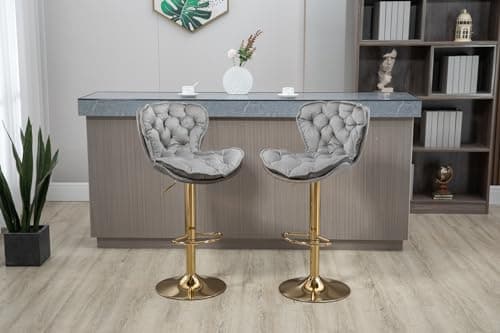 Velvet Bar Chairs Set of 2 with Retro Design