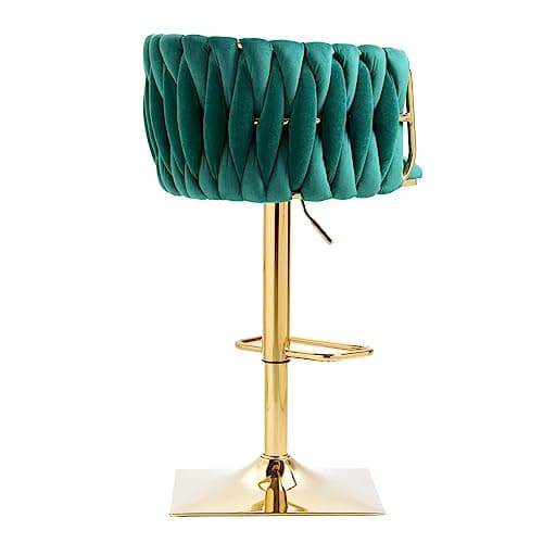 Emerald Velvet Swivel Barstools Set of 2 - Height Adjustable Counter Stools for Kitchen Island Pub