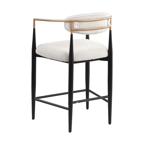 Modern Fort Boucle Counter Height Bar Stools, Set of 4, 26" Metal Legs Backrest
