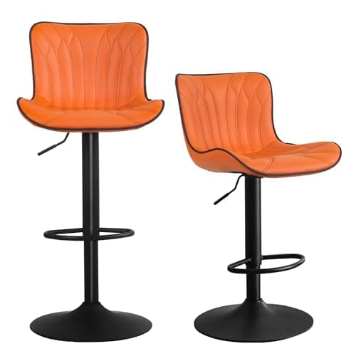 YOUNUOKE Counter Height Swivel Bar Stools, Light Grey Faux Leather, Set of 2