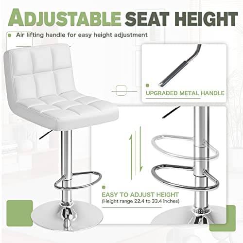 Furmax White Modern Pu Swivel Bar Stool Set of 4 (4pcs)
