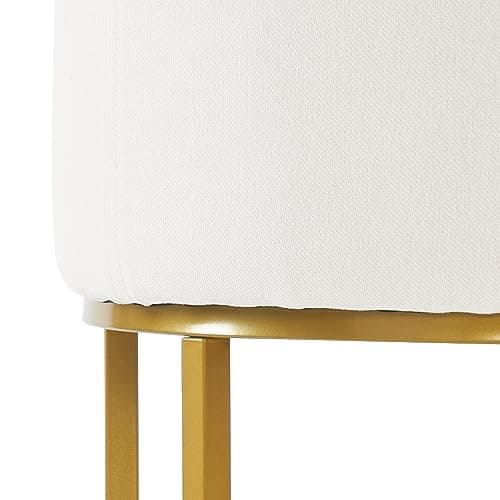 LUE BONA Black Metal Bar Stools, 27" Counter Height, Set of 4, Linen Upholstered Beige