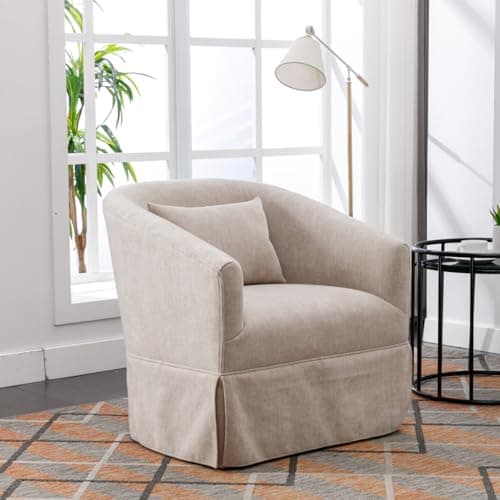 Modern Mint Green Swivel Accent Chair with Pillow
