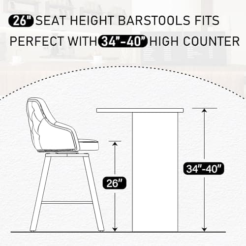 Black 26" Counter Height Swivel Bar Stools Set of 4