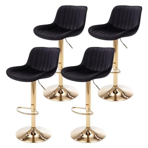 Beige Modern Velvet Swivel Bar Stools, Counter Height with Backs Set of 4