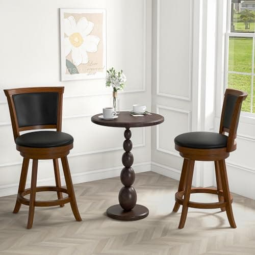 MU 24" Counter Height Swivel Bar Stools with Back for Kitchen Island, Pub, Restaurant