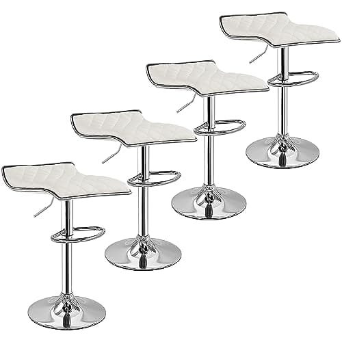 VECELO Adjustable Bar Stool Set, 4 Pack, Kitchen Counter Height