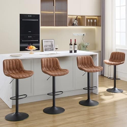 Brown Counter Height Adjustable Bar Stool Set (25"-33", 4PCS)