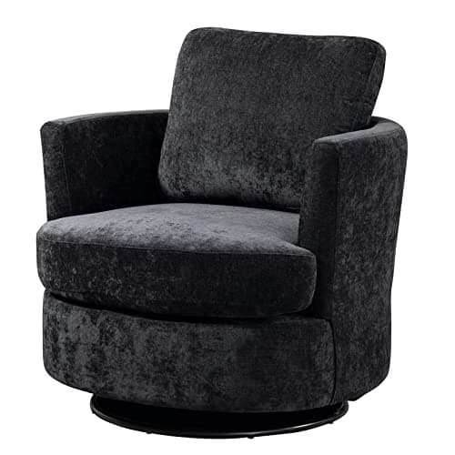 ODUWA Beige 360 Degree Swivel Round Arm Chair for Living Room Bedroom