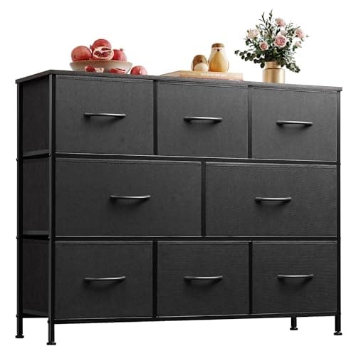 WLIVE 8-Drawer Wide Fabric Dresser for Bedroom and Living Room - Dark Grey