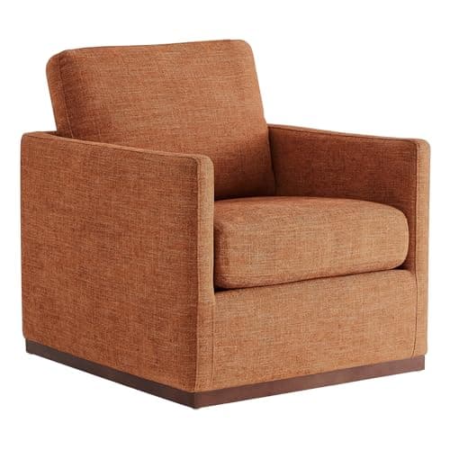 CHITA FSC Certified Mid Century Modern Genuine Leather Swivel Chair, Saddle Seat