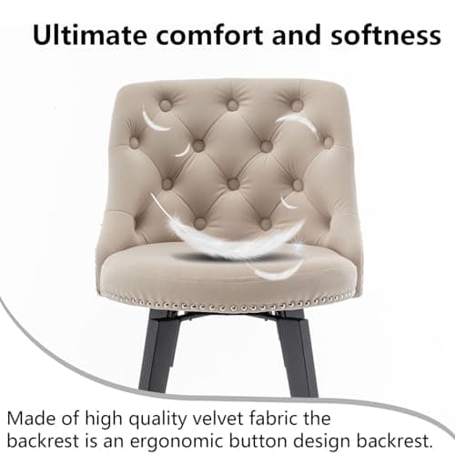 Beige Velvet Button Back Bar Stool Set, 4 Pack for Kitchen Island