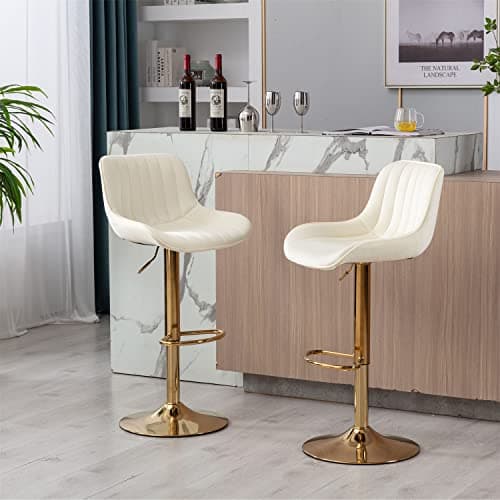 Swivel Adjustable Barstools Set of 2 with Back and Footrest