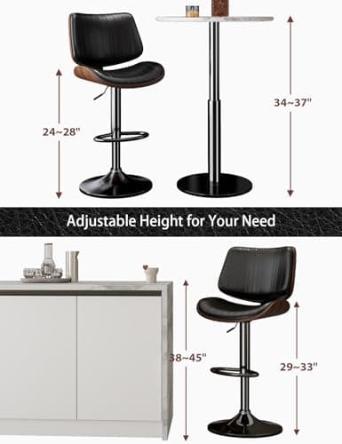 Set of 4 Modern Swivel Bar Stools with Adjustable Height and Backrest