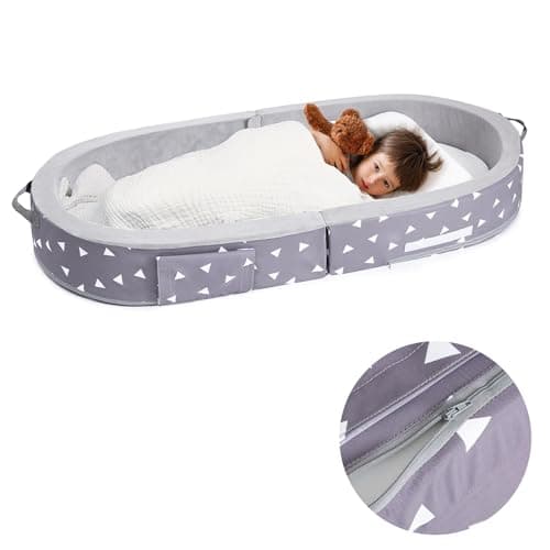 Compact Travel Cot for Toddlers with Safety Bar, Lightweight for Sleepovers