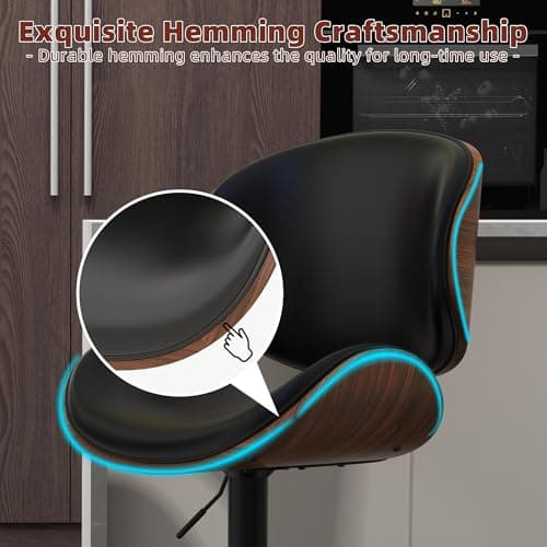 Civama Set of 4 Black PU Bar Stools with Footrest for Kitchen Island