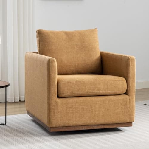 30 Oversized Swivel Chair with Thick Seat Cushion in Yellow
